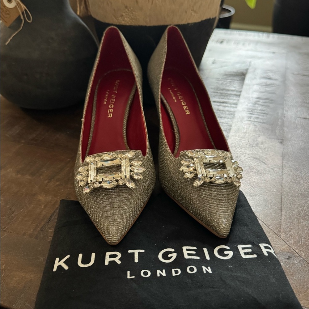 EUC Kurt Geiger Belgravia Embellished Pointed-Toe pumps SZ 39